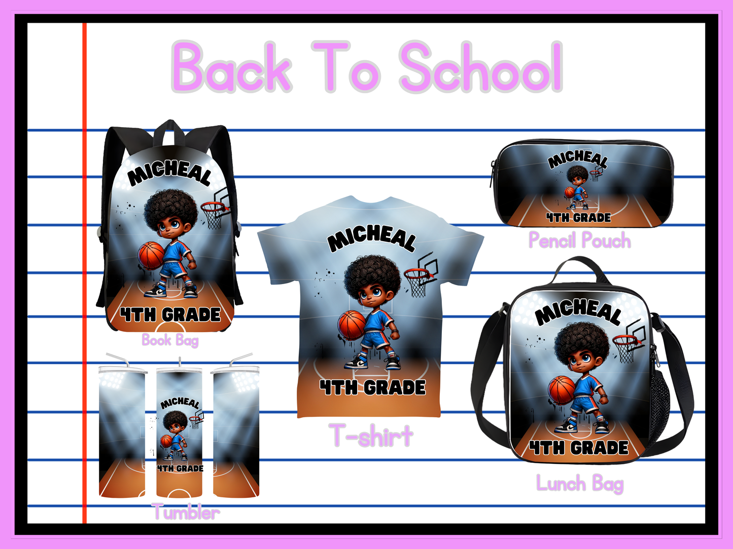 Back To School Basketball Editable Png Bundle