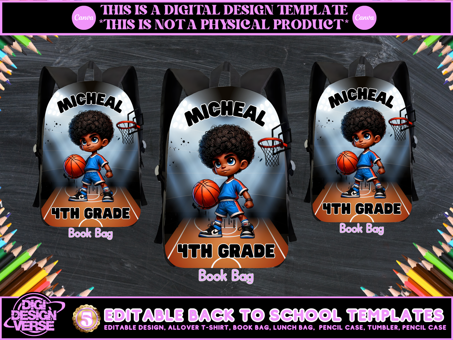 Back To School Basketball Editable Png Bundle