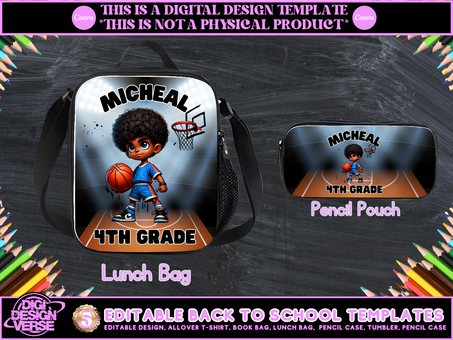 Back To School Basketball Editable Png Bundle