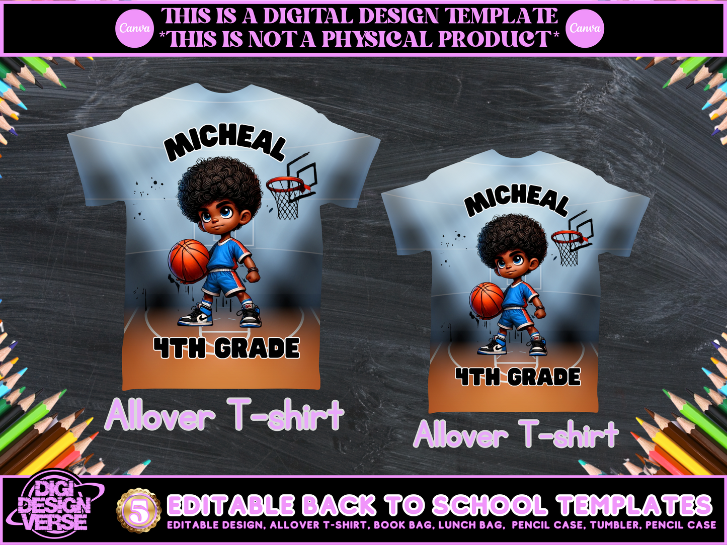Back To School Basketball Editable Png Bundle