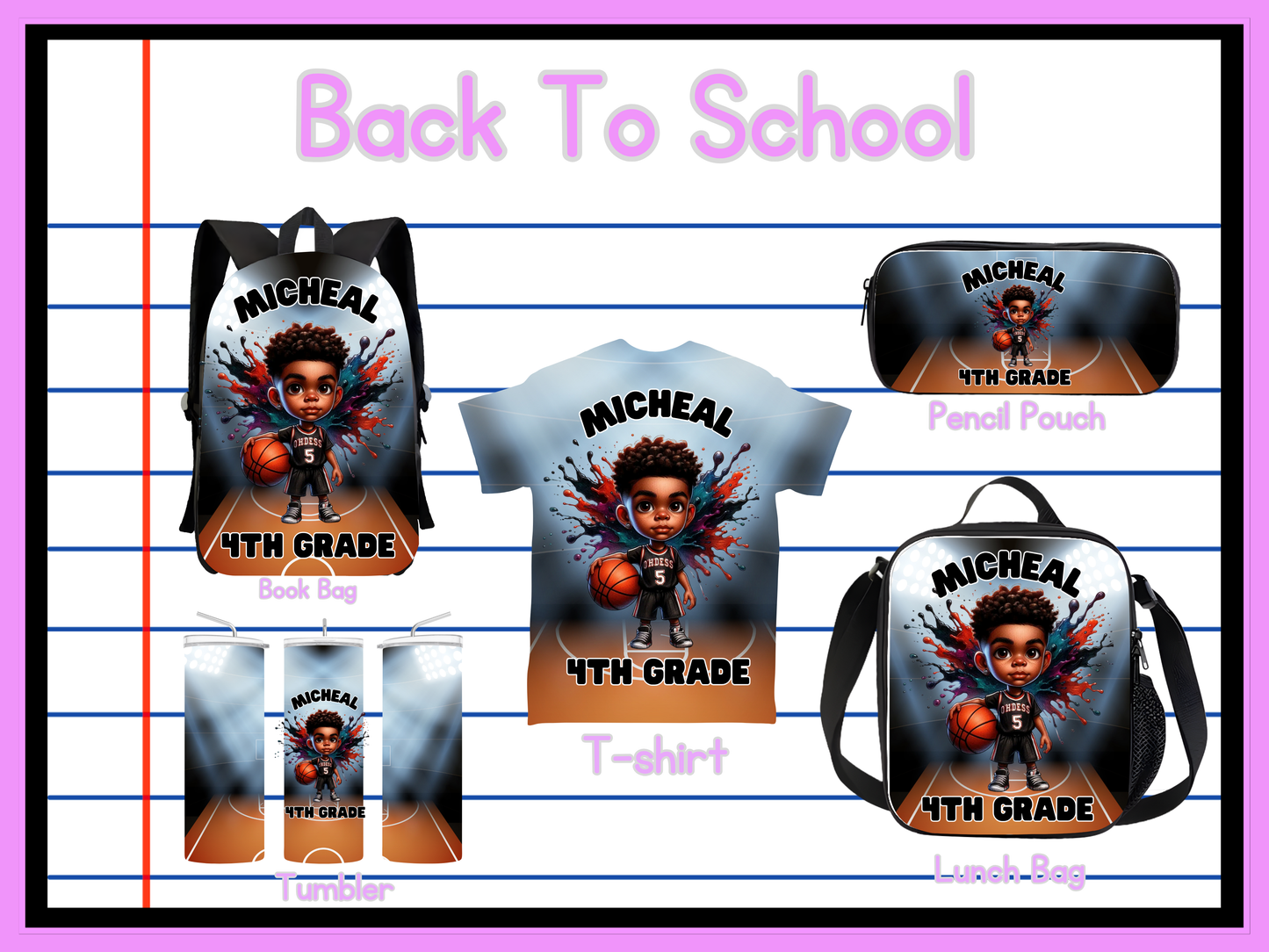 Back To School Basketball Editable Png Bundle
