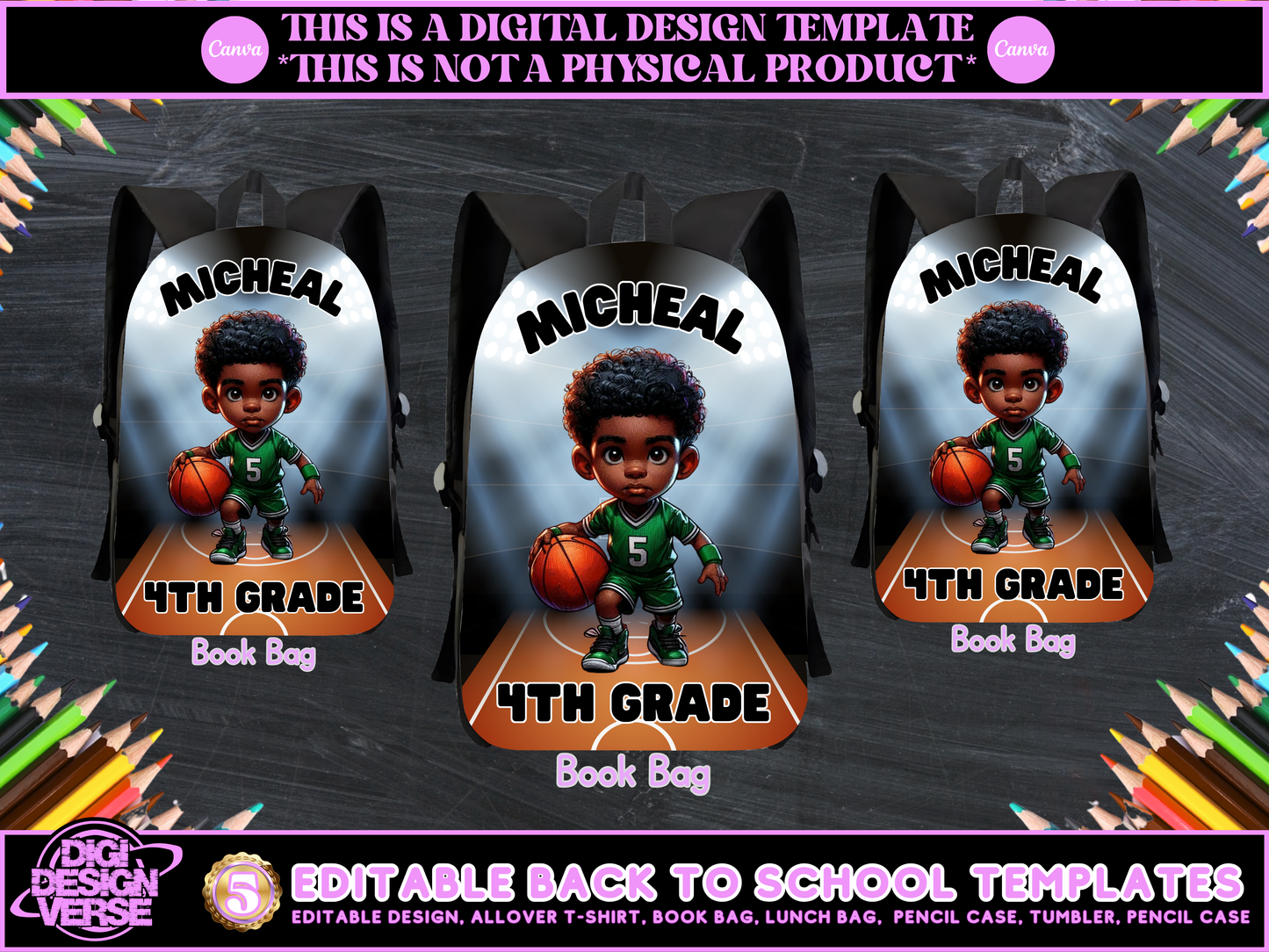 Back To School Basketball Editable Png Bundle