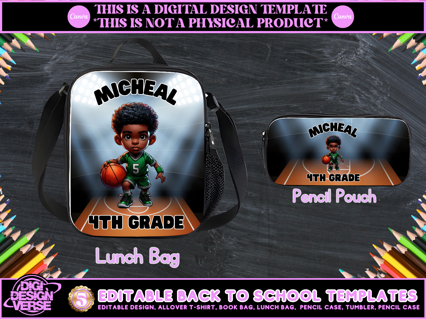Back To School Basketball Editable Png Bundle