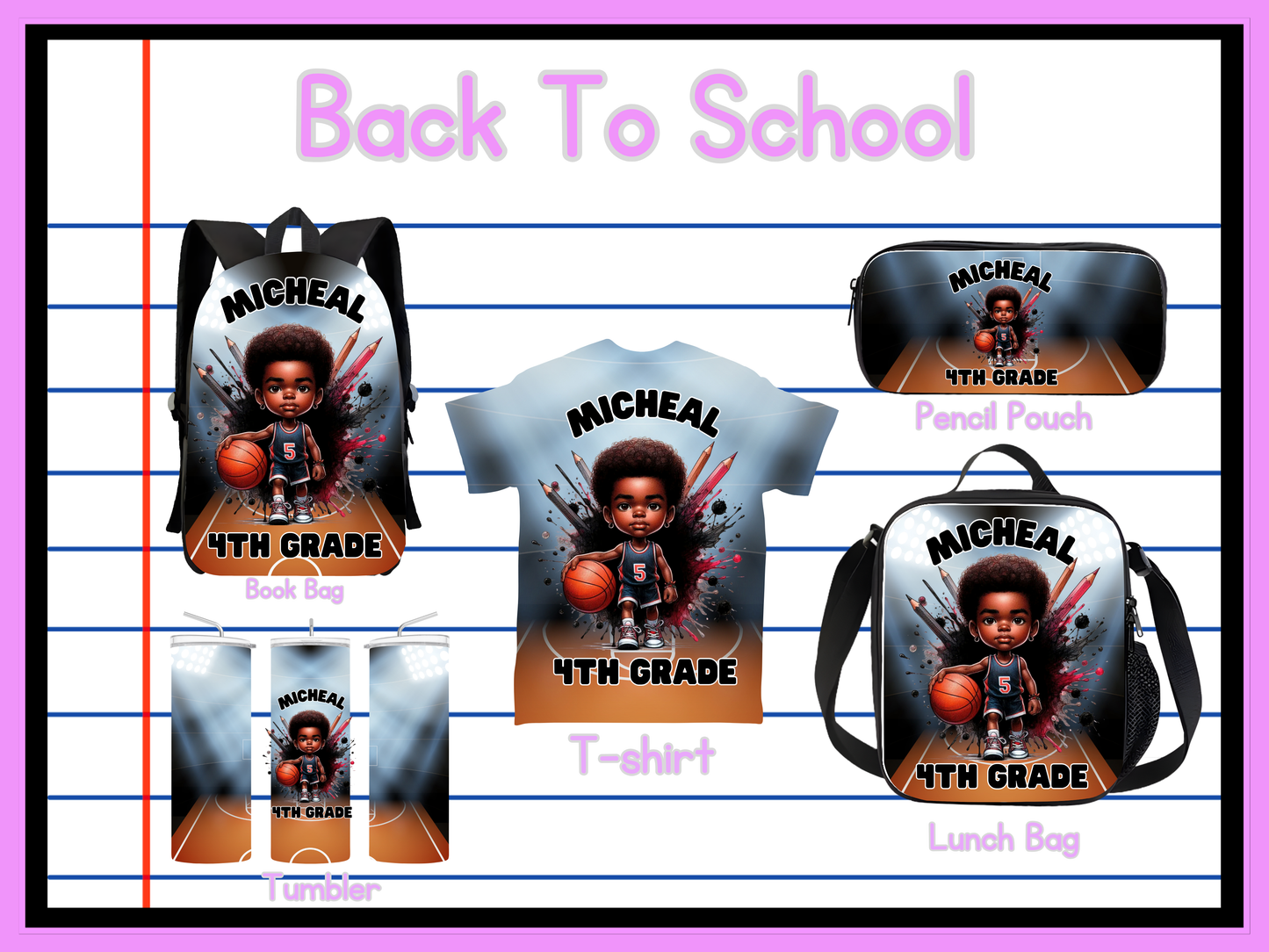 Back To School Basketball Editable Png Bundle