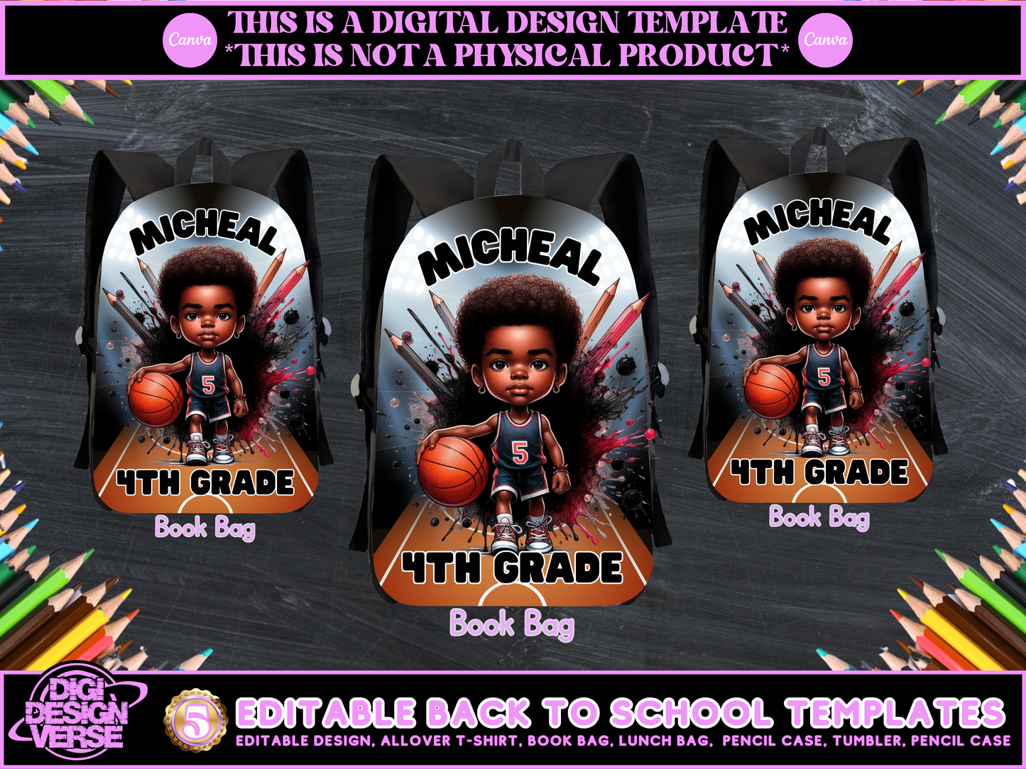 Back To School Basketball Editable Png Bundle