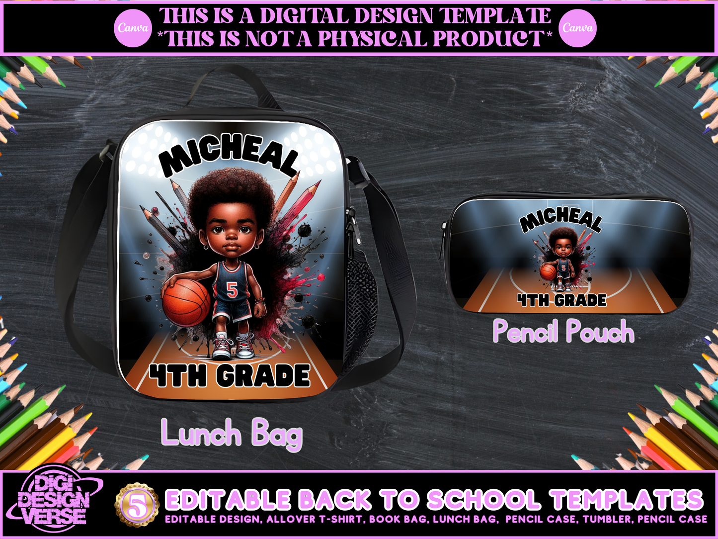 Back To School Basketball Editable Png Bundle