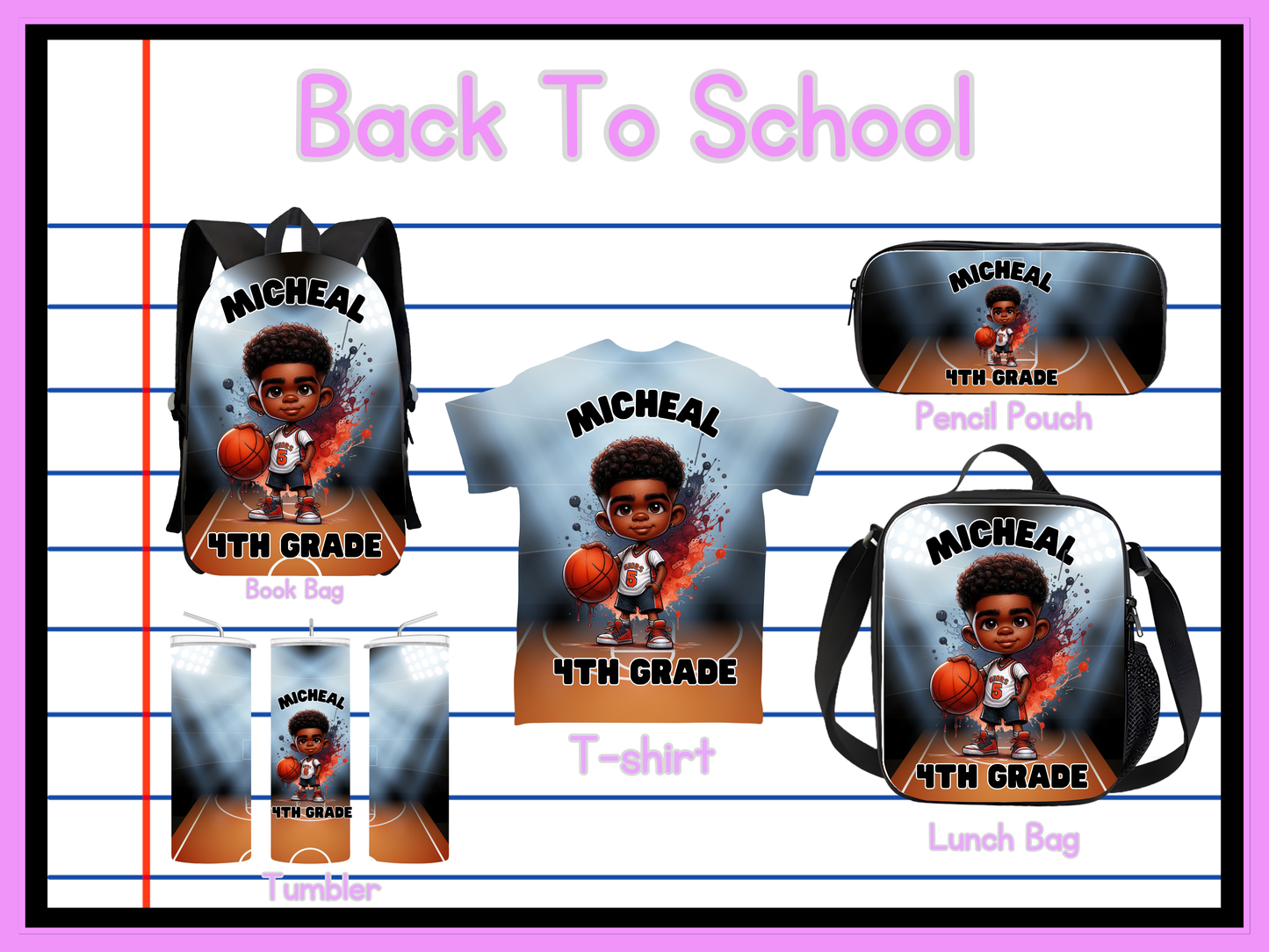 Back To School Basketball Editable Png Bundle