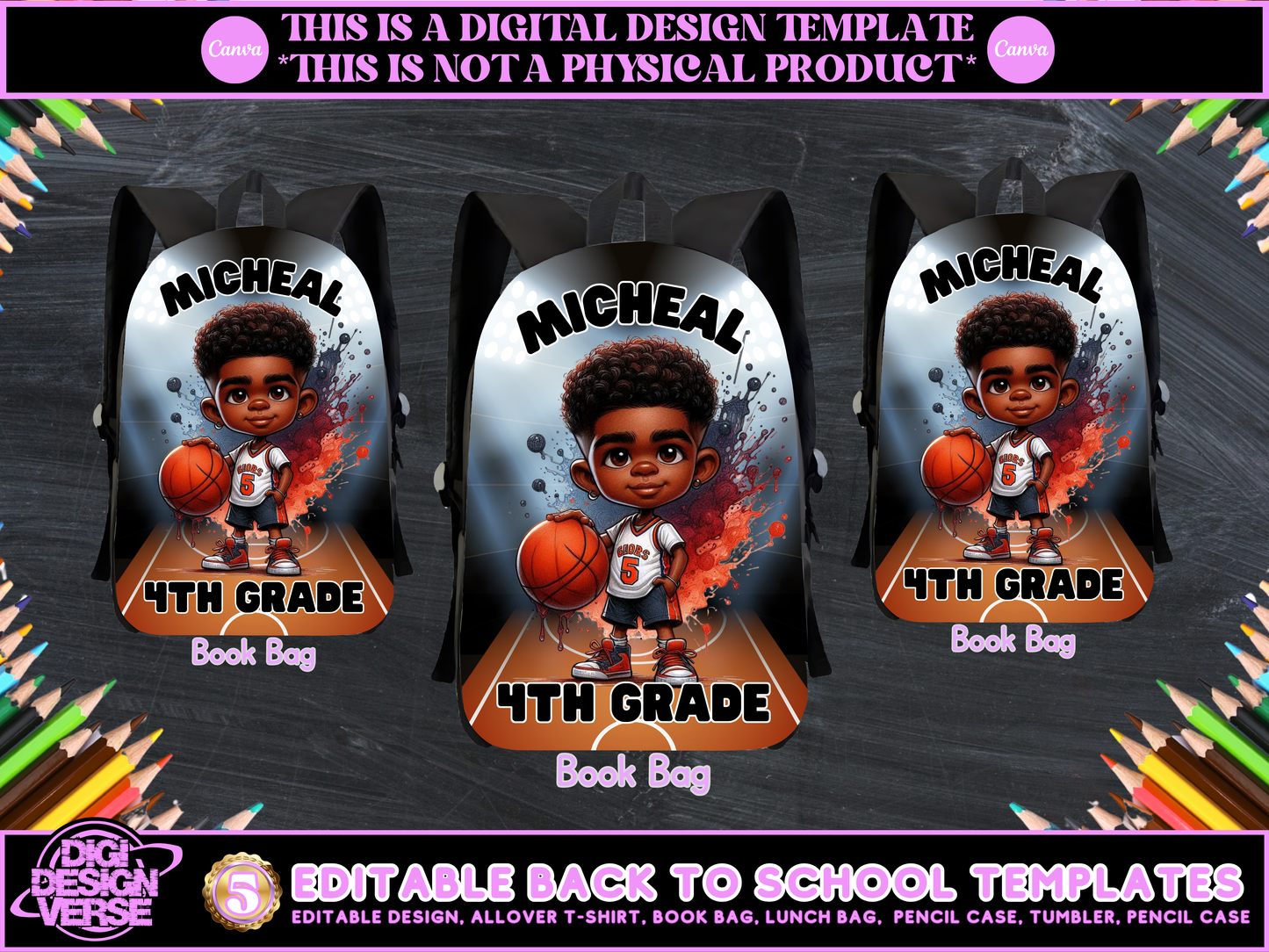 Back To School Basketball Editable Png Bundle