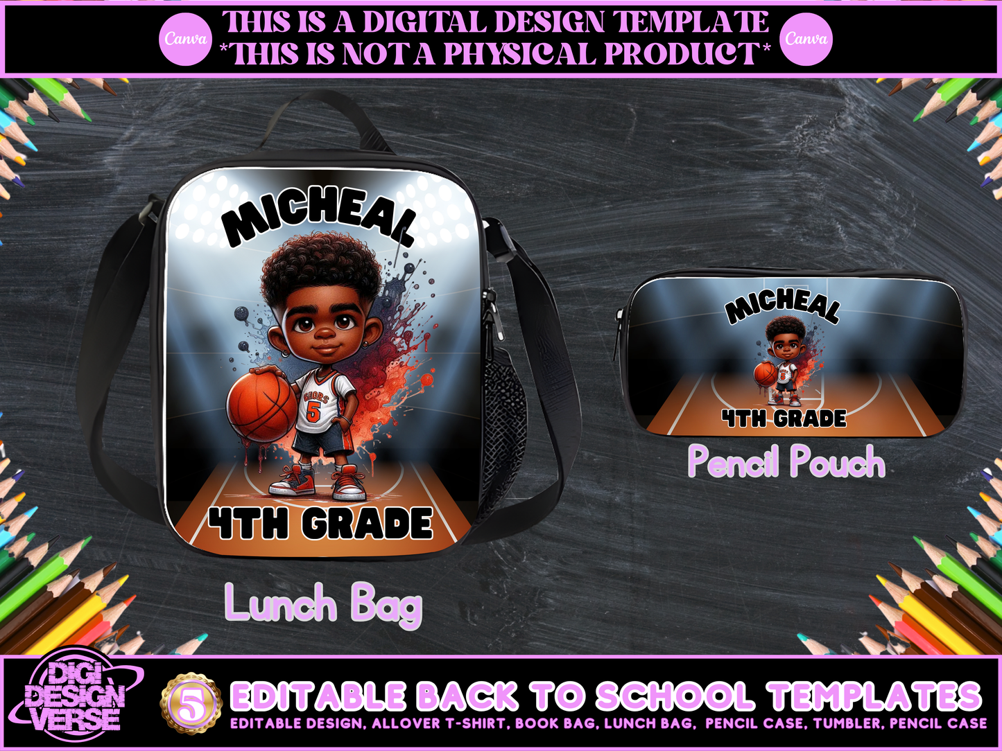 Back To School Basketball Editable Png Bundle