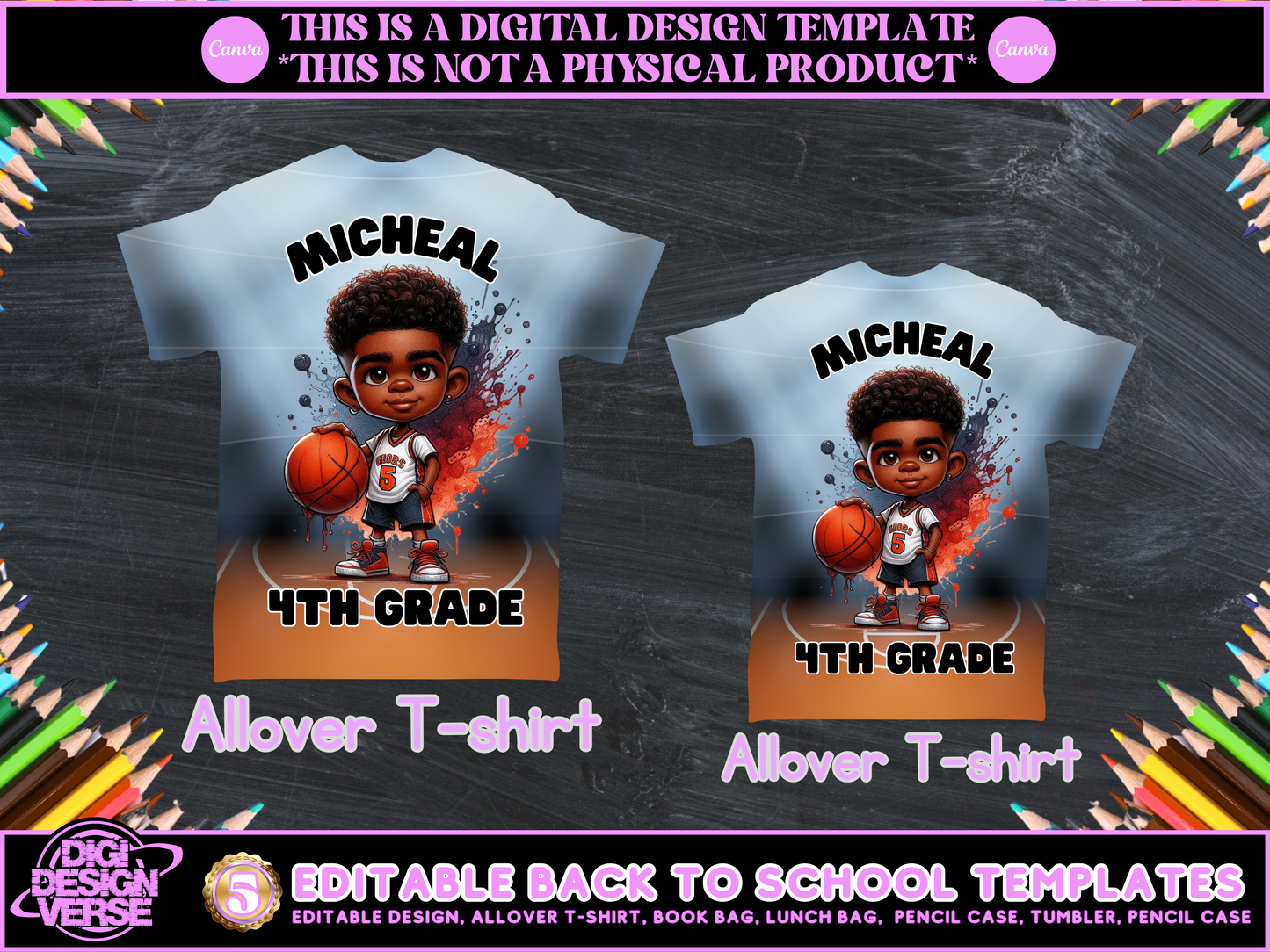 Back To School Basketball Editable Png Bundle