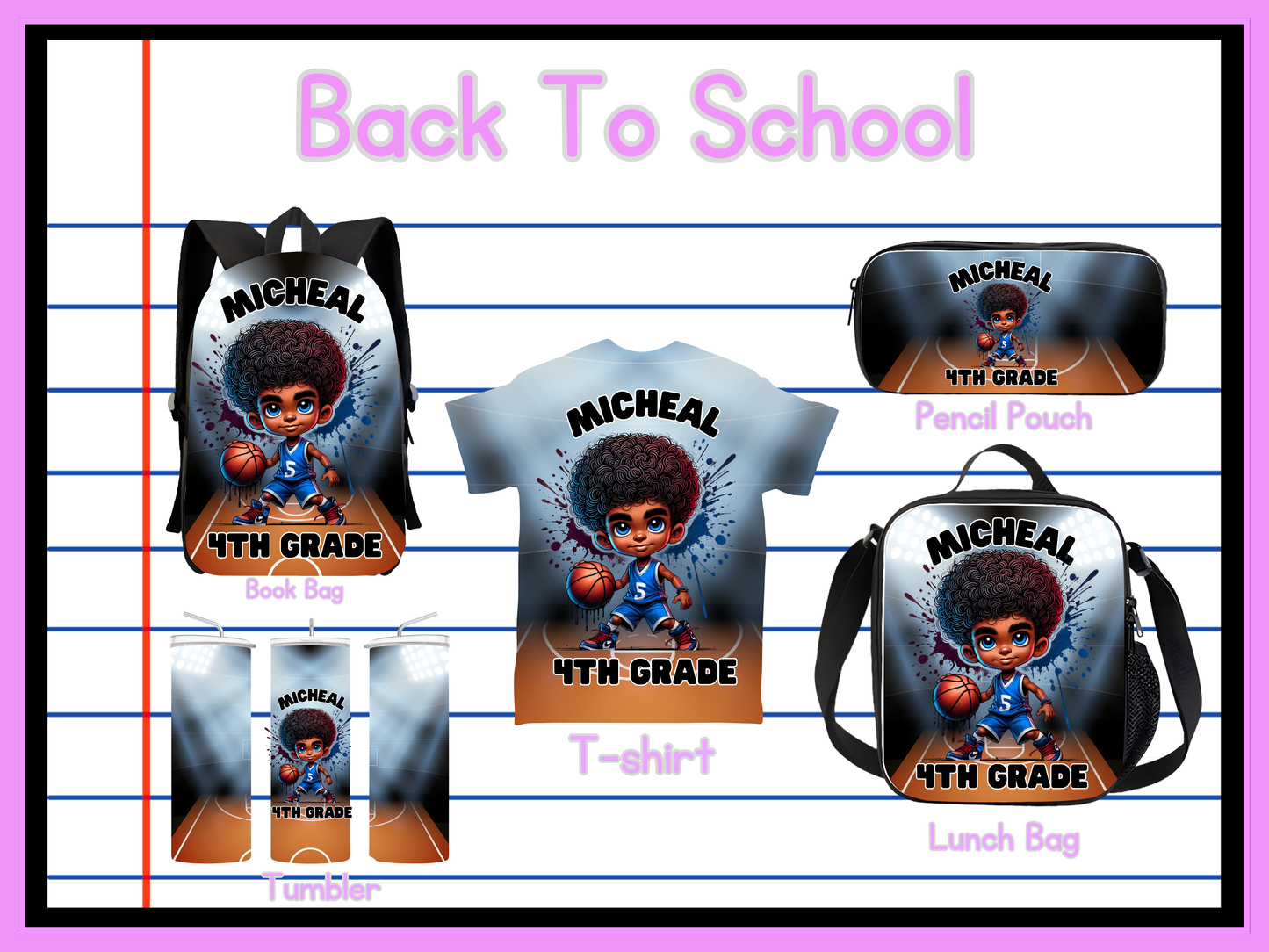 Back To School Basketball Editable Png Bundle