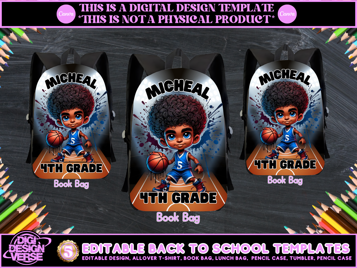 Back To School Basketball Editable Png Bundle