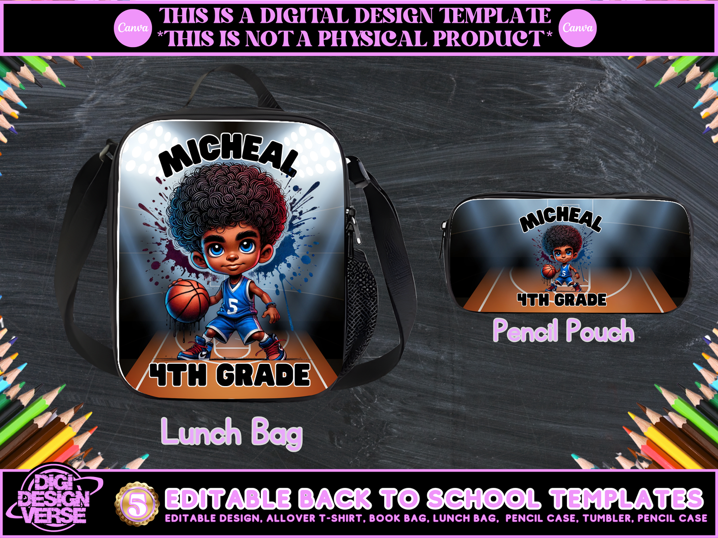 Back To School Basketball Editable Png Bundle