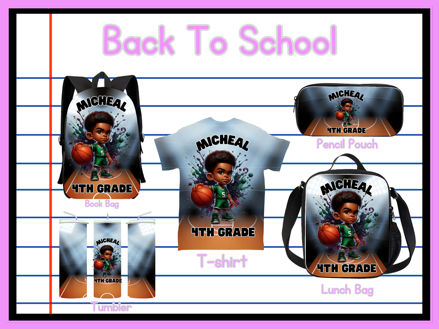Back To School Basketball Editable Png Bundle