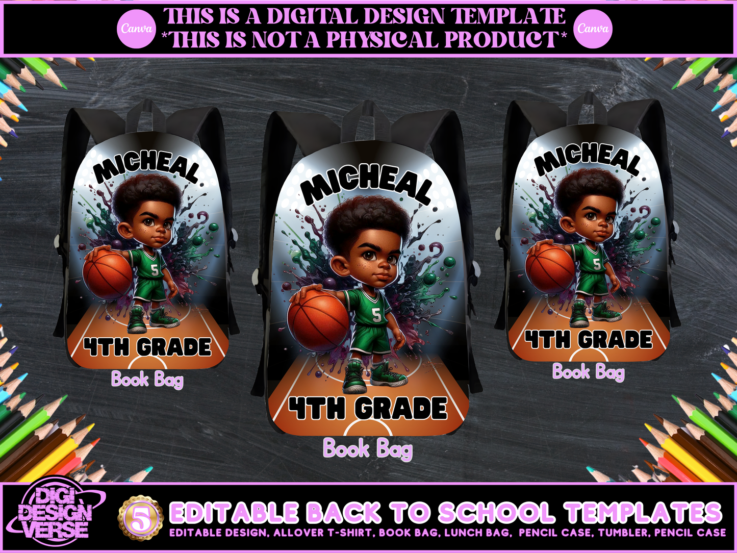Back To School Basketball Editable Png Bundle