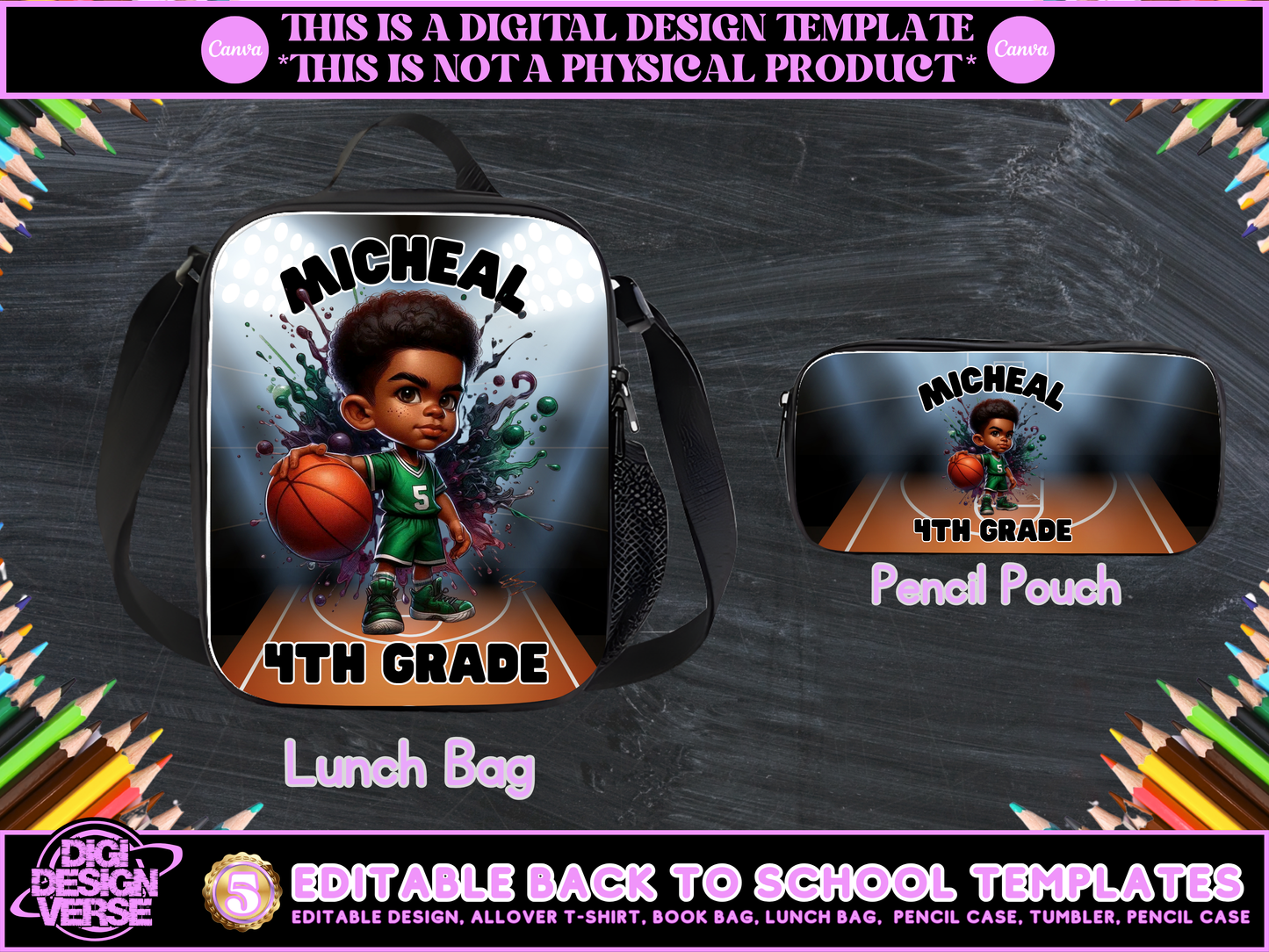 Back To School Basketball Editable Png Bundle