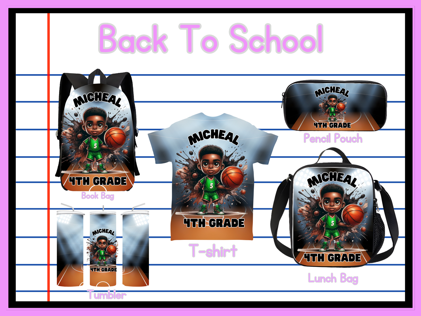 Back To School Basketball Editable Png Bundle
