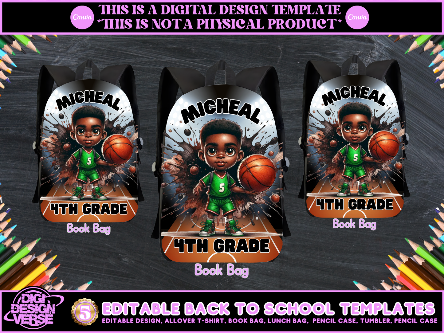 Back To School Basketball Editable Png Bundle