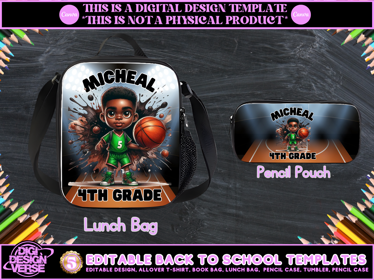 Back To School Basketball Editable Png Bundle