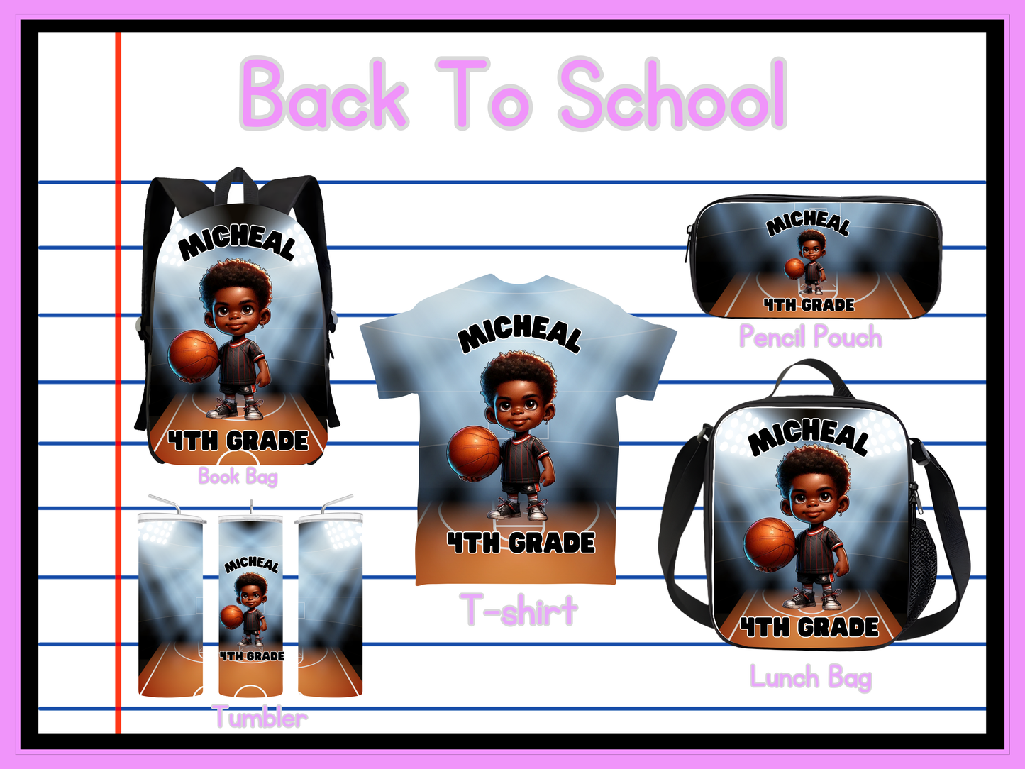 Back To School Basketball Editable Png Bundle