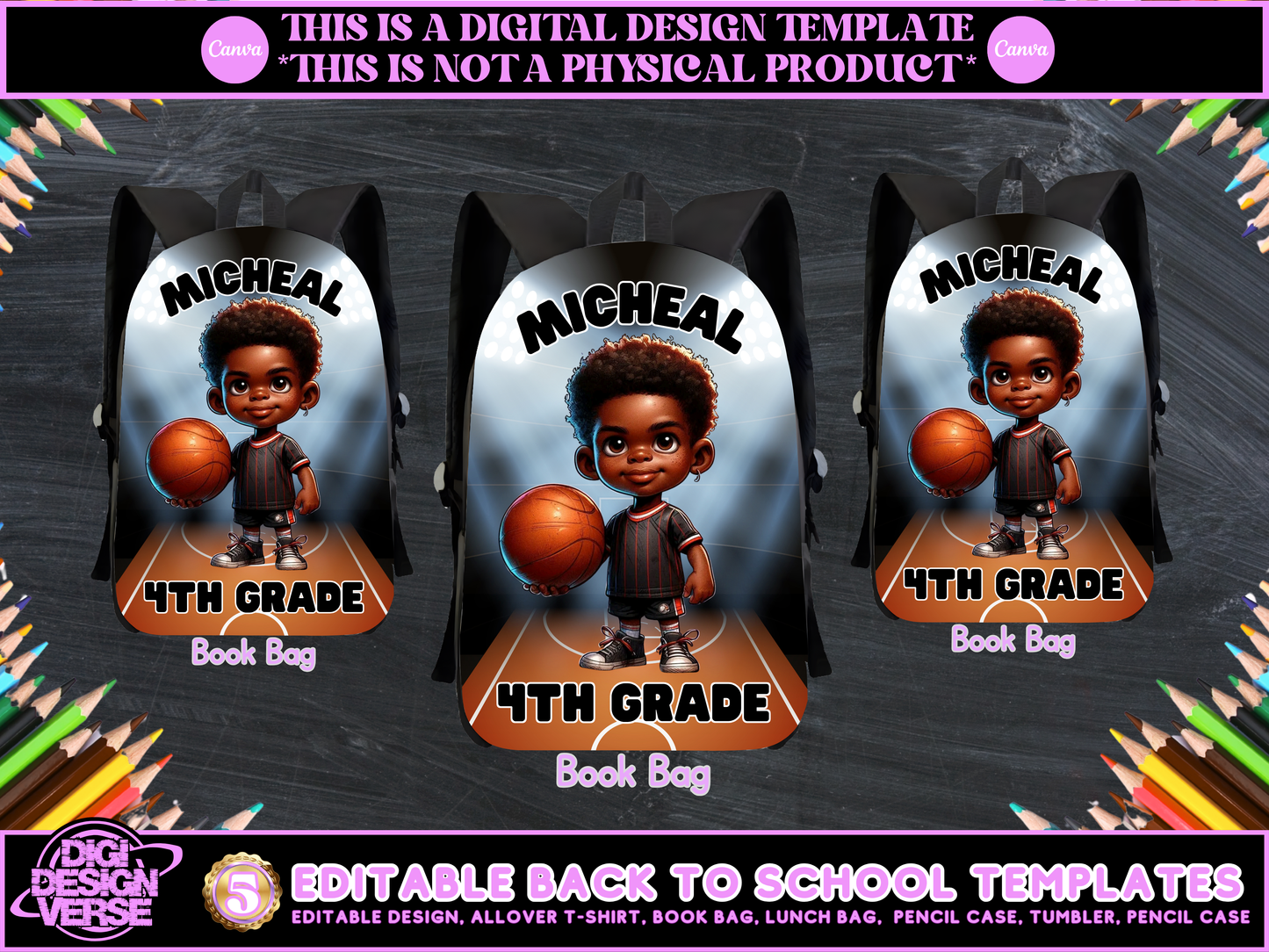 Back To School Basketball Editable Png Bundle