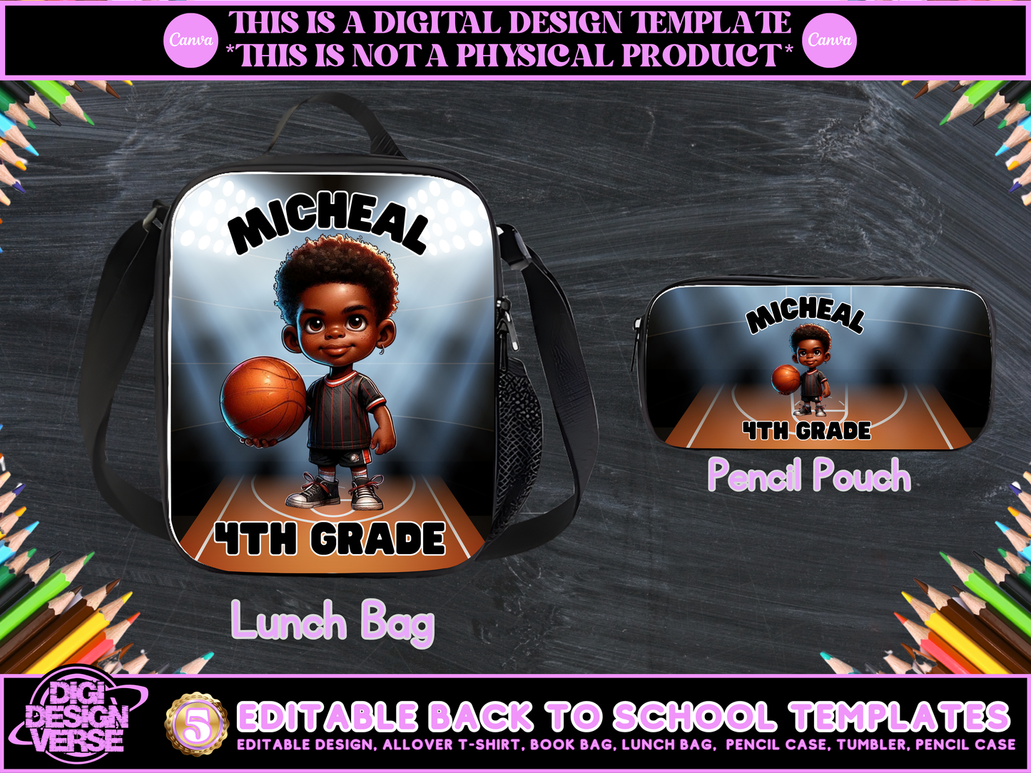 Back To School Basketball Editable Png Bundle