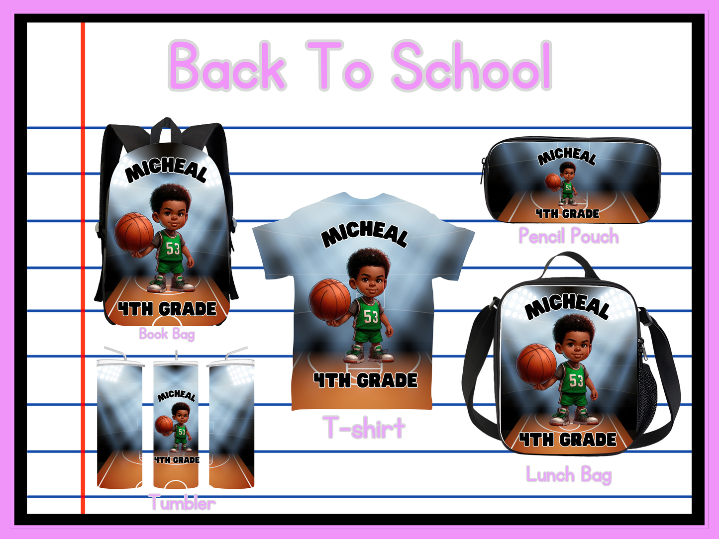 Back To School Basketball Editable Png Bundle