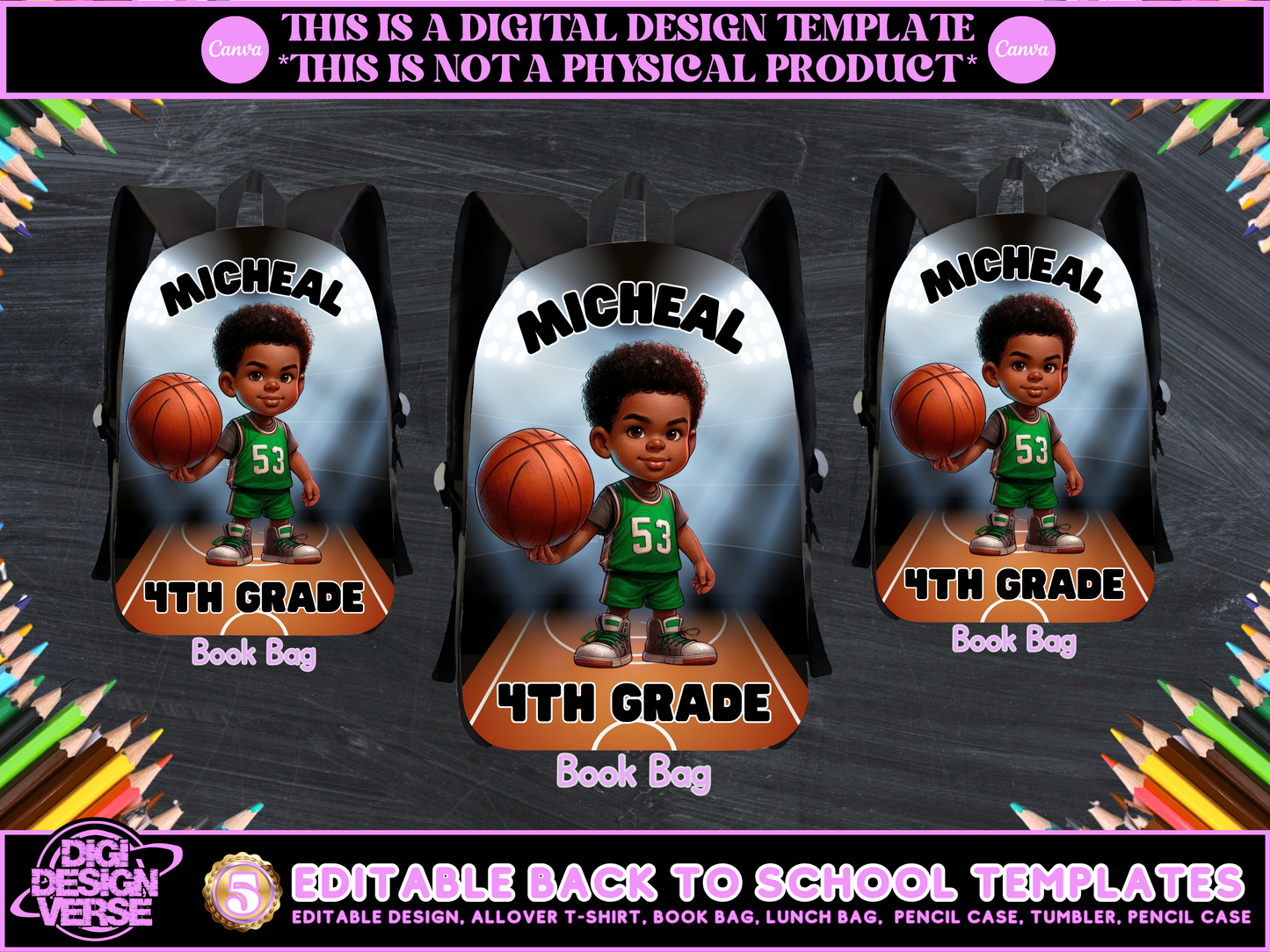 Back To School Basketball Editable Png Bundle