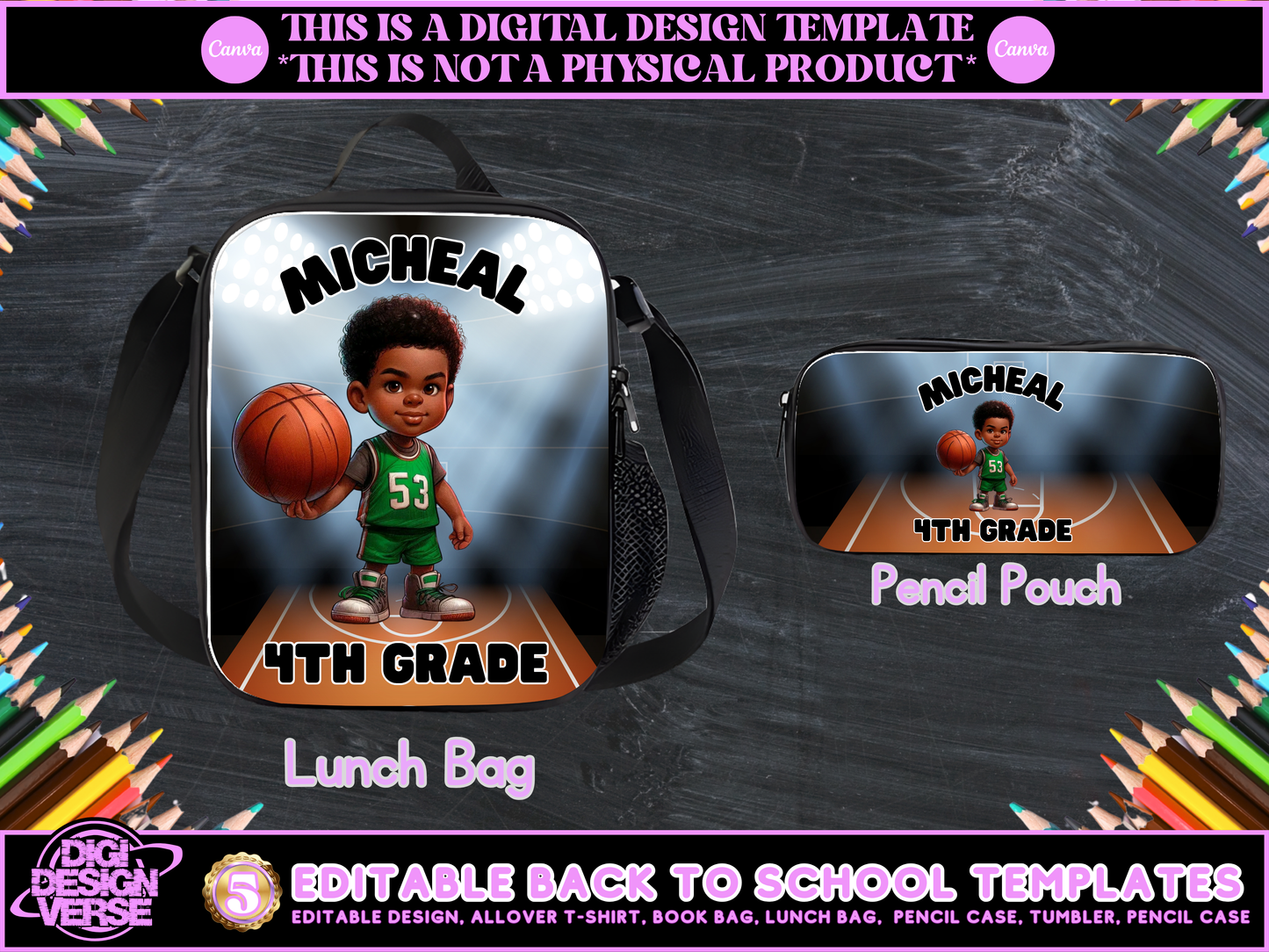 Back To School Basketball Editable Png Bundle