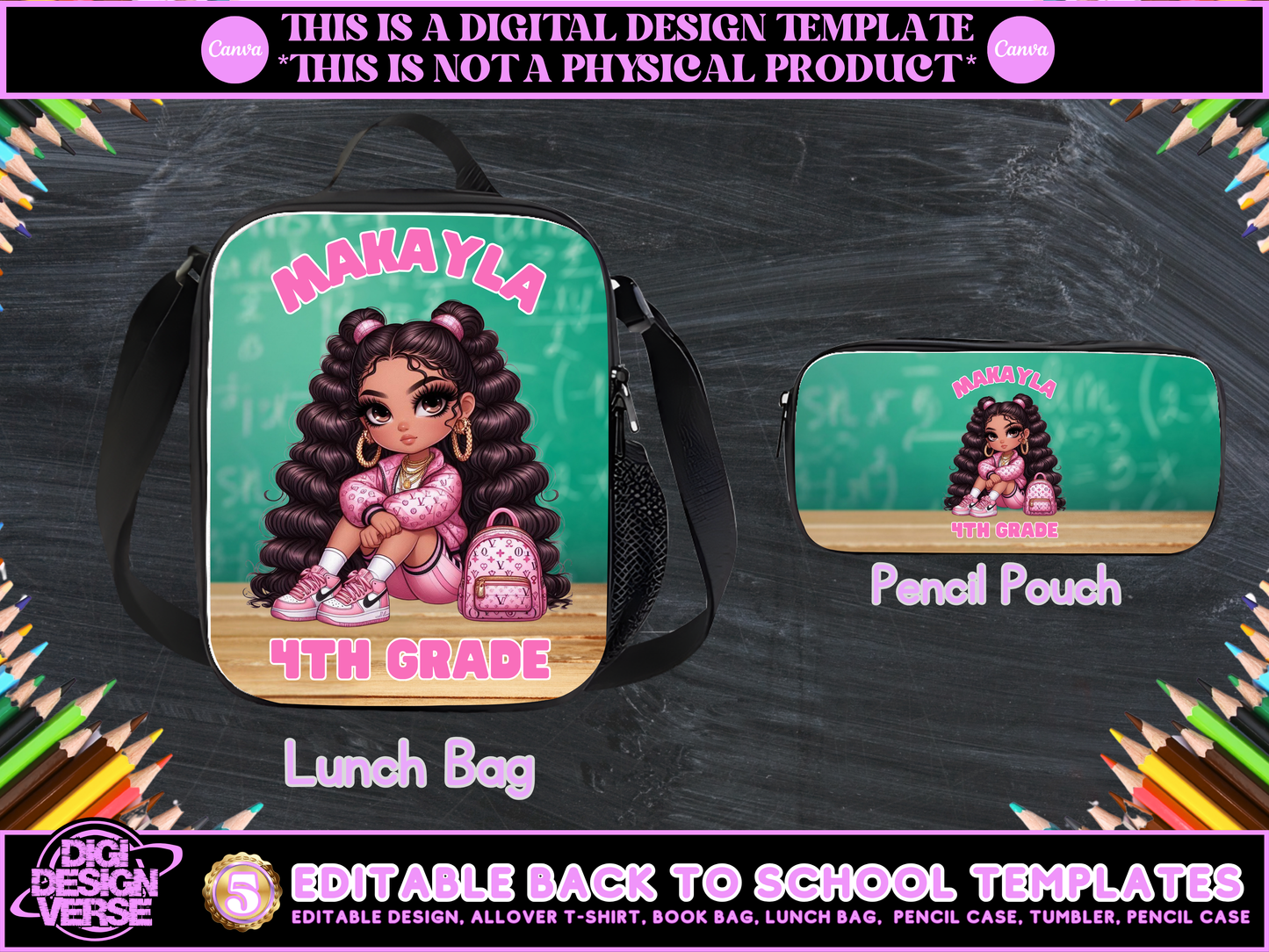 Back To School Girls Editable Png Bundle
