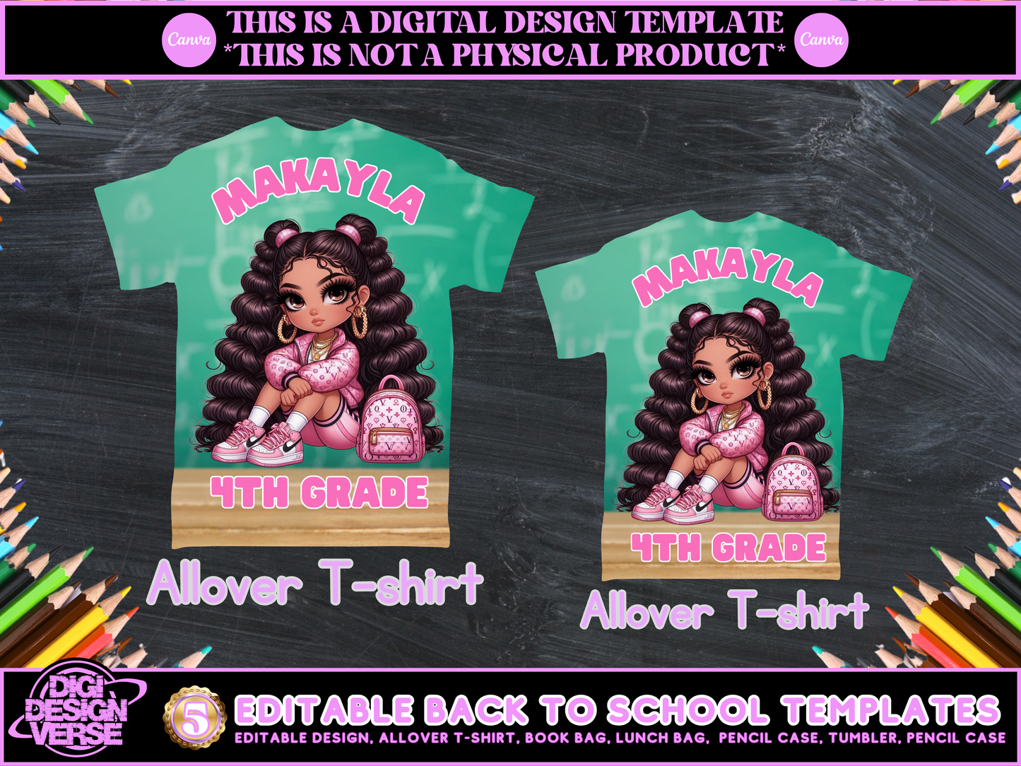 Back To School Girls Editable Png Bundle