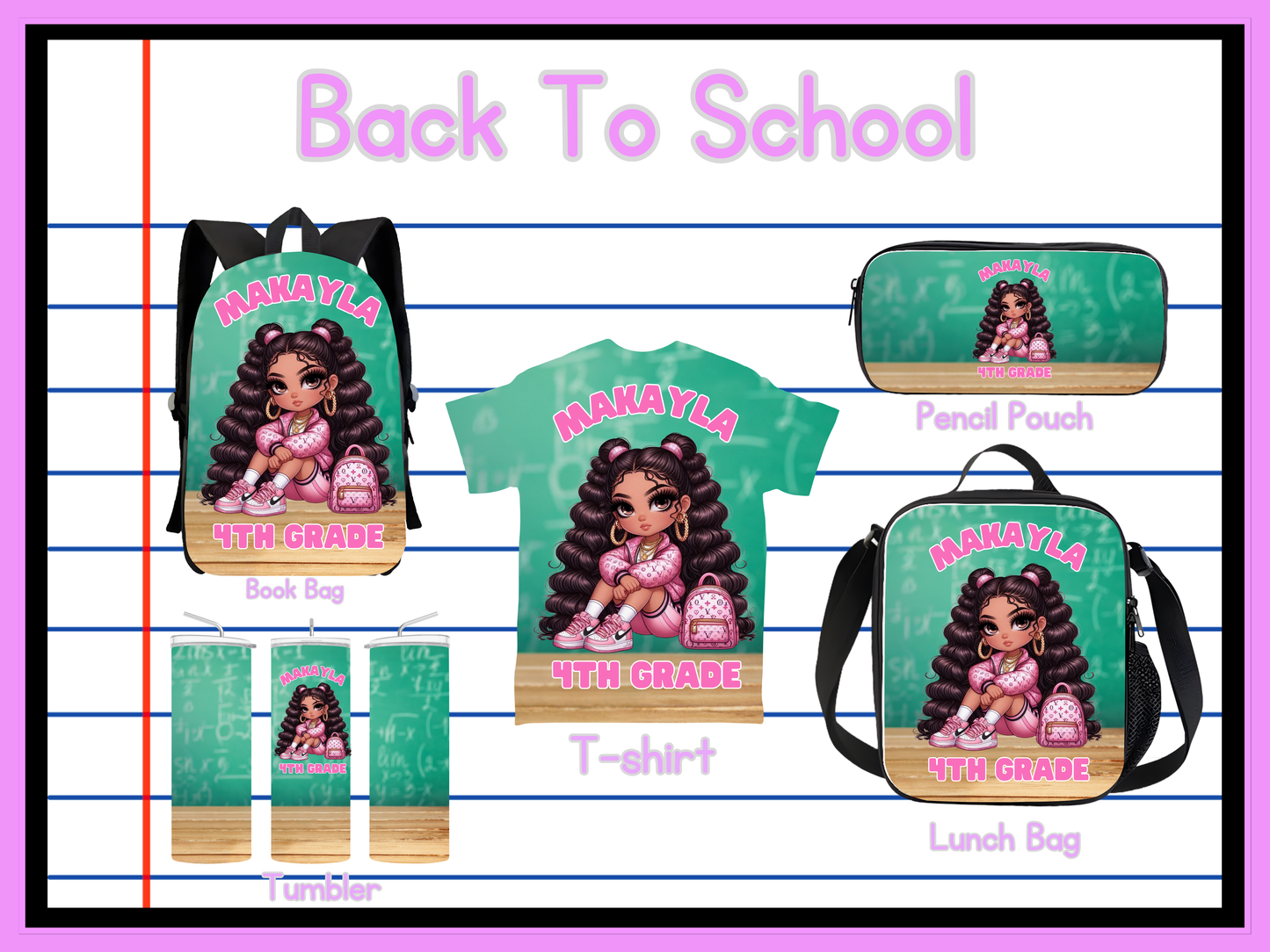 Back To School Girls Editable Png Bundle