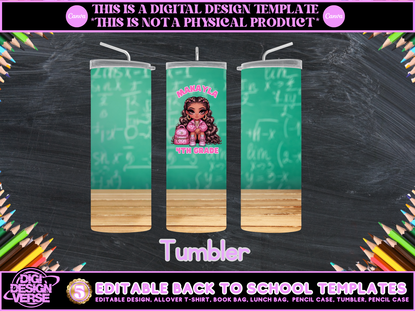 Back To School Girls Editable Png Bundle