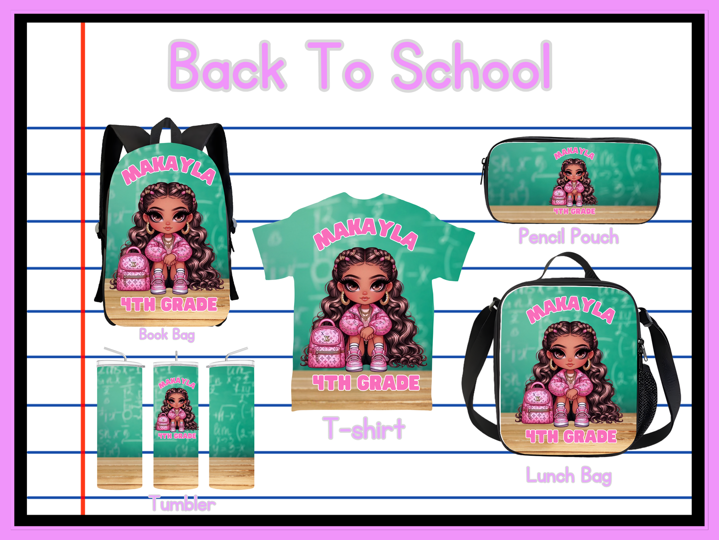 Back To School Girls Editable Png Bundle