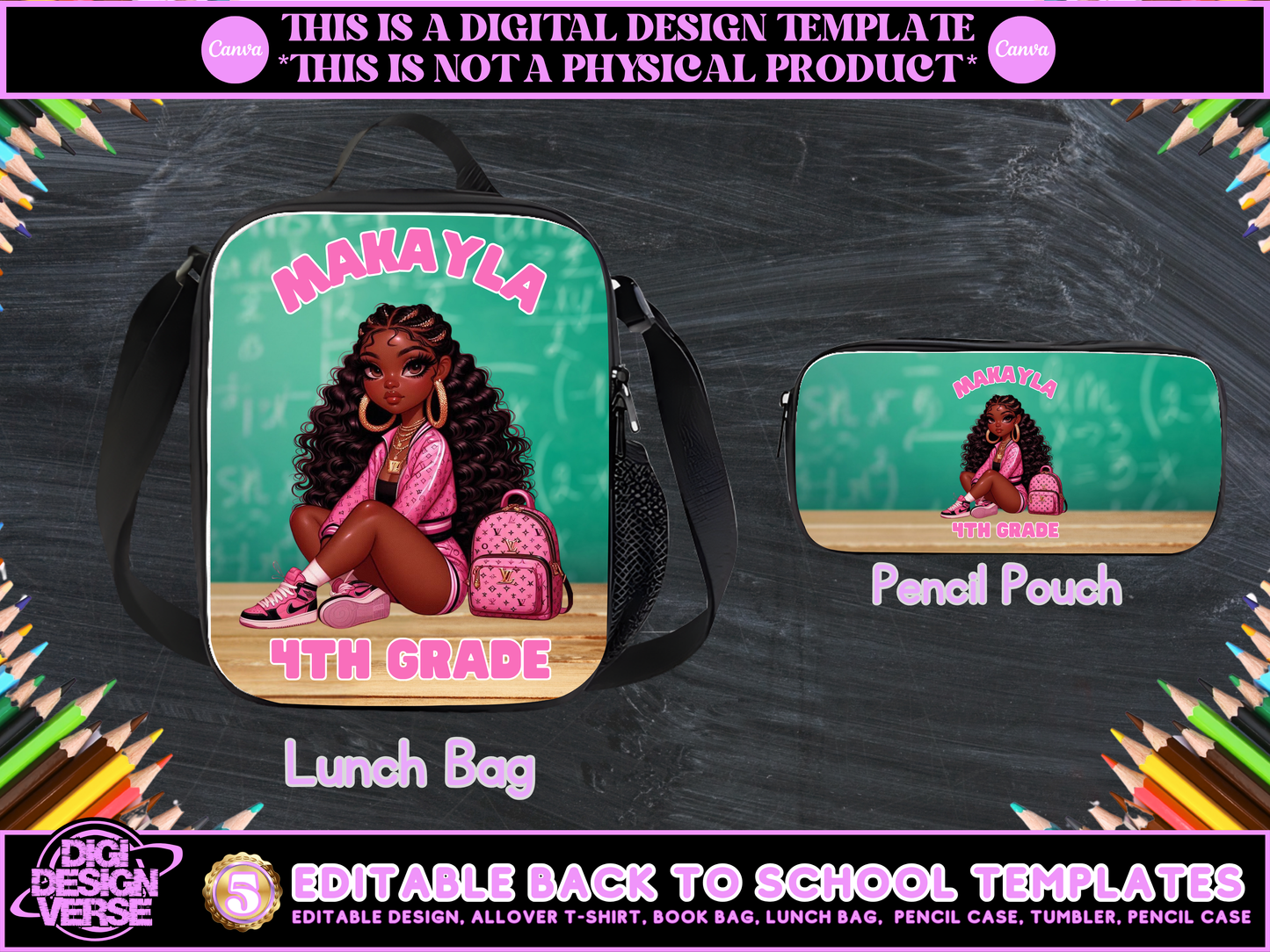 Back To School Girls Editable Png Bundle