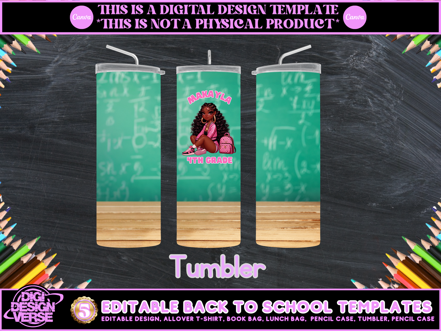 Back To School Girls Editable Png Bundle