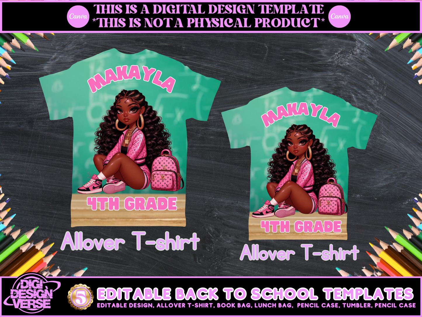 Back To School Girls Editable Png Bundle