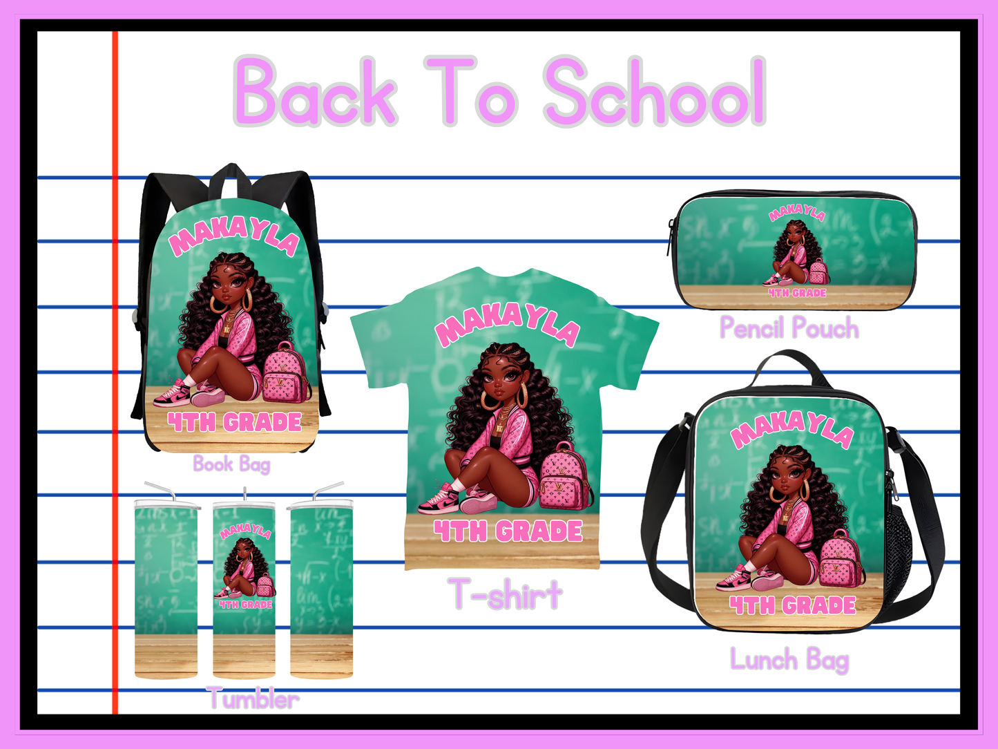 Back To School Girls Editable Png Bundle