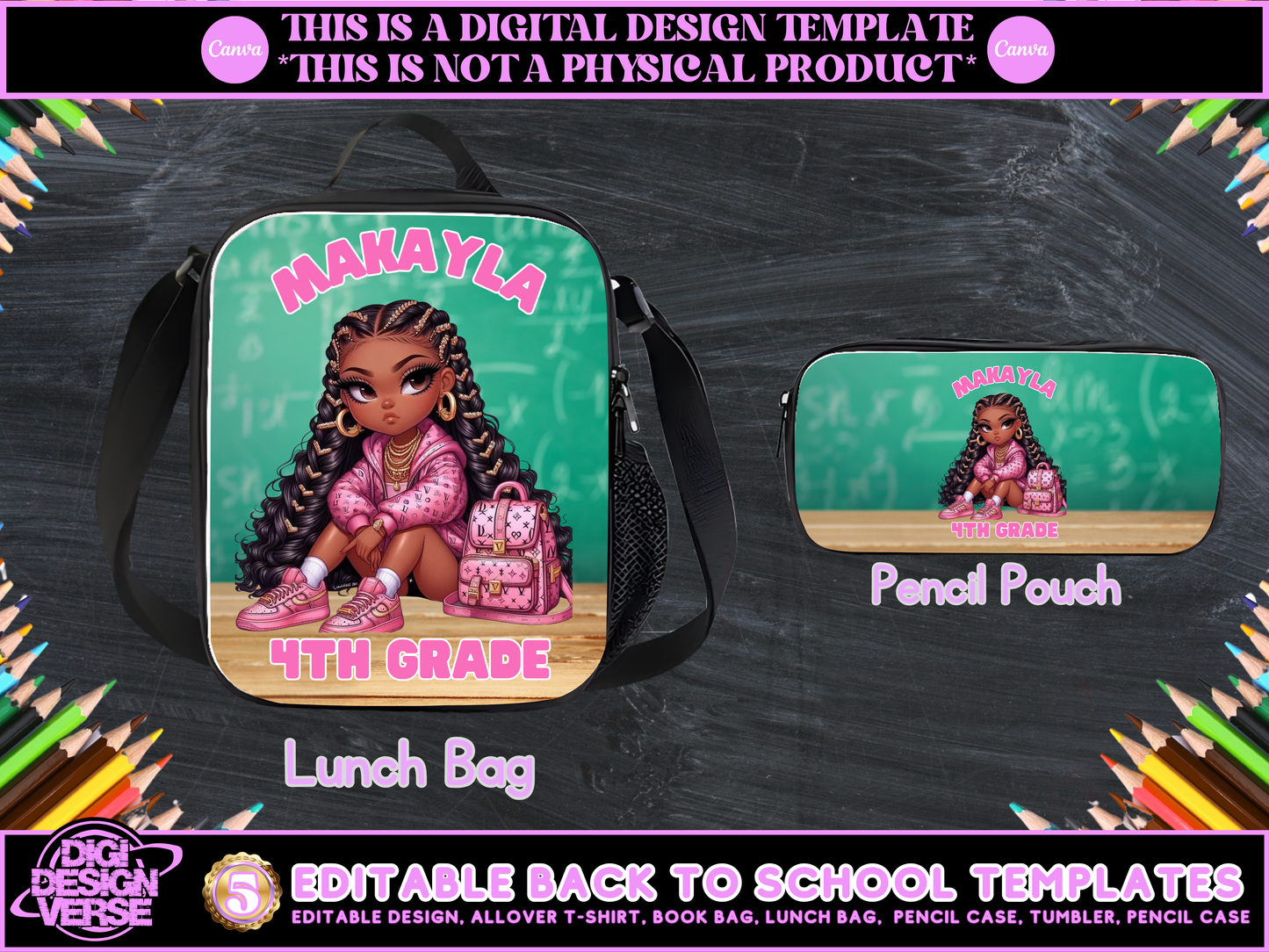Back To School Girls Editable Png Bundle