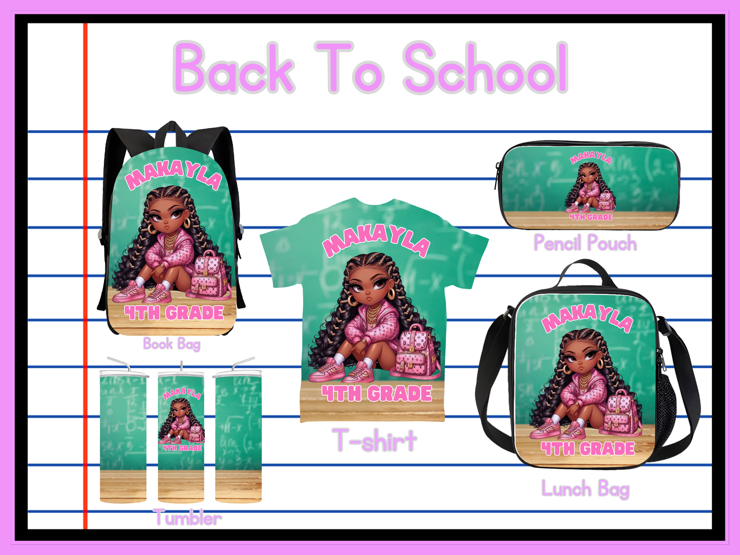 Back To School Girls Editable Png Bundle