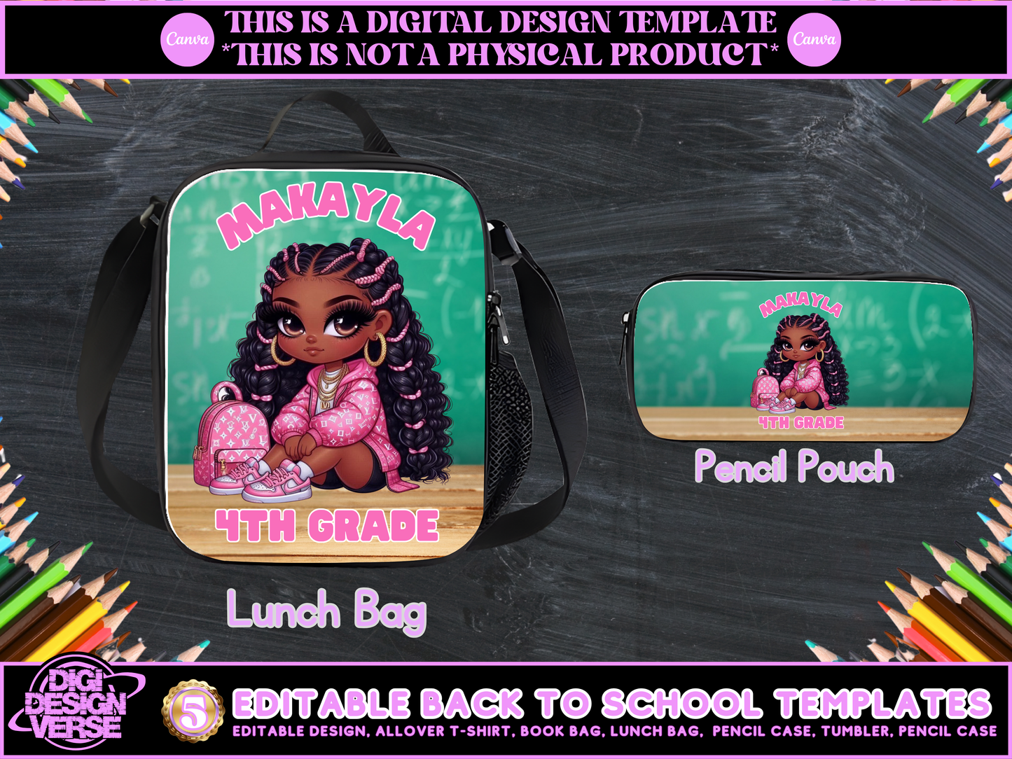 Back To School Girls Editable Png Bundle