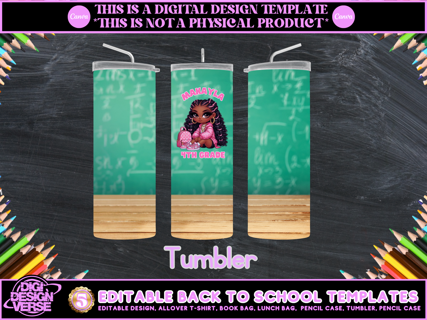 Back To School Girls Editable Png Bundle