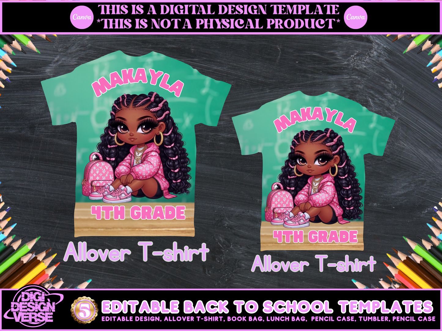 Back To School Girls Editable Png Bundle