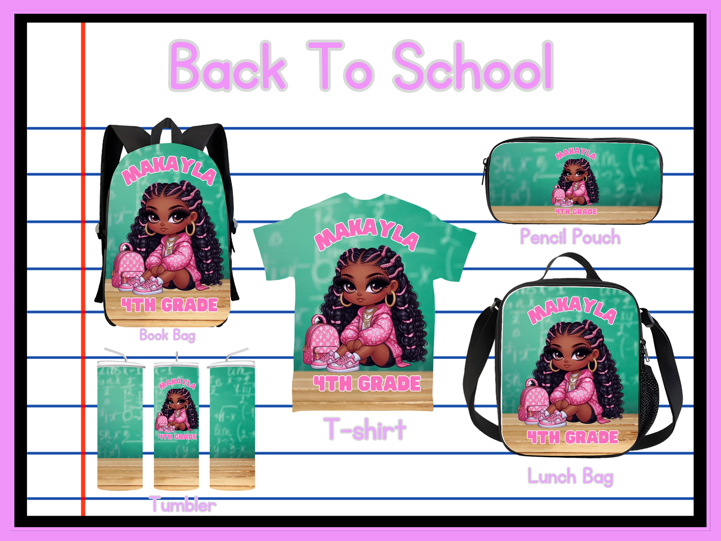 Back To School Girls Editable Png Bundle