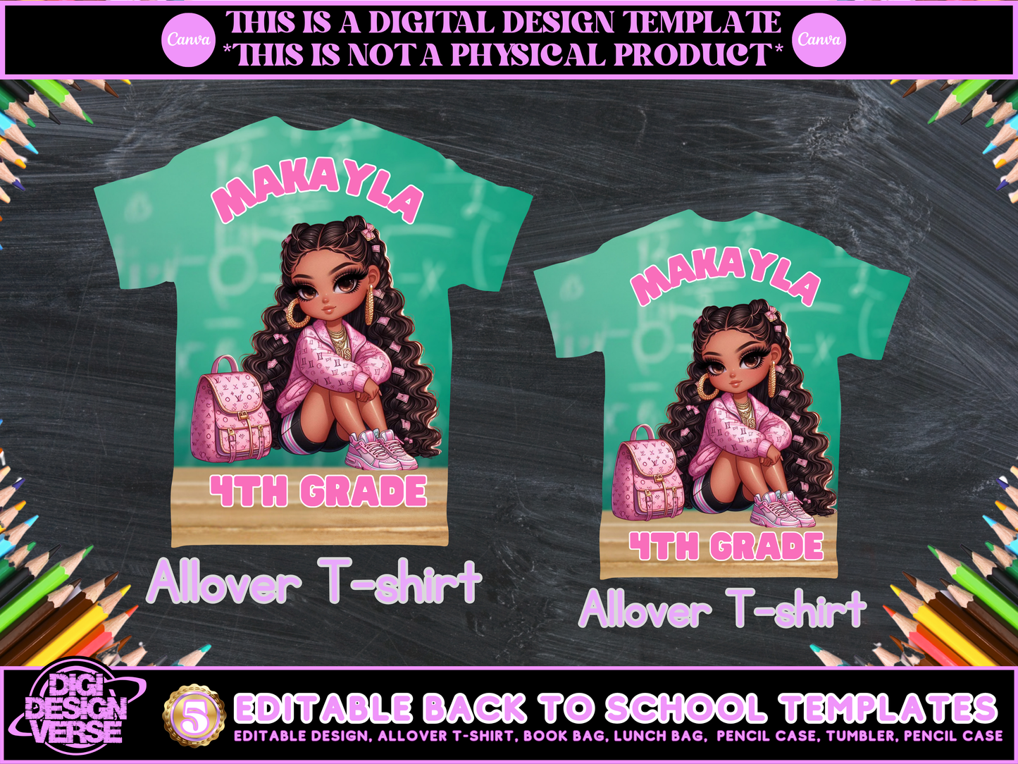 Back To School Girls Editable Png Bundle