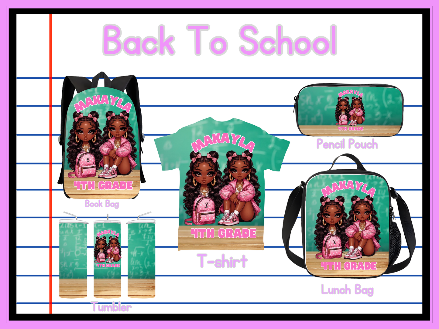 Back To School Girls Editable Png Bundle