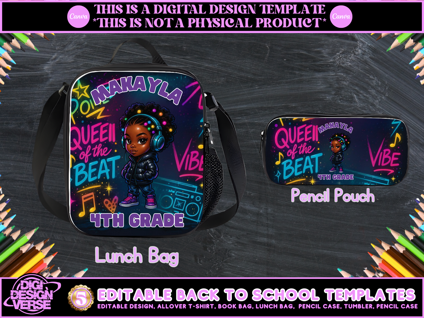 Back To School Music Girls Editable Png Bundle