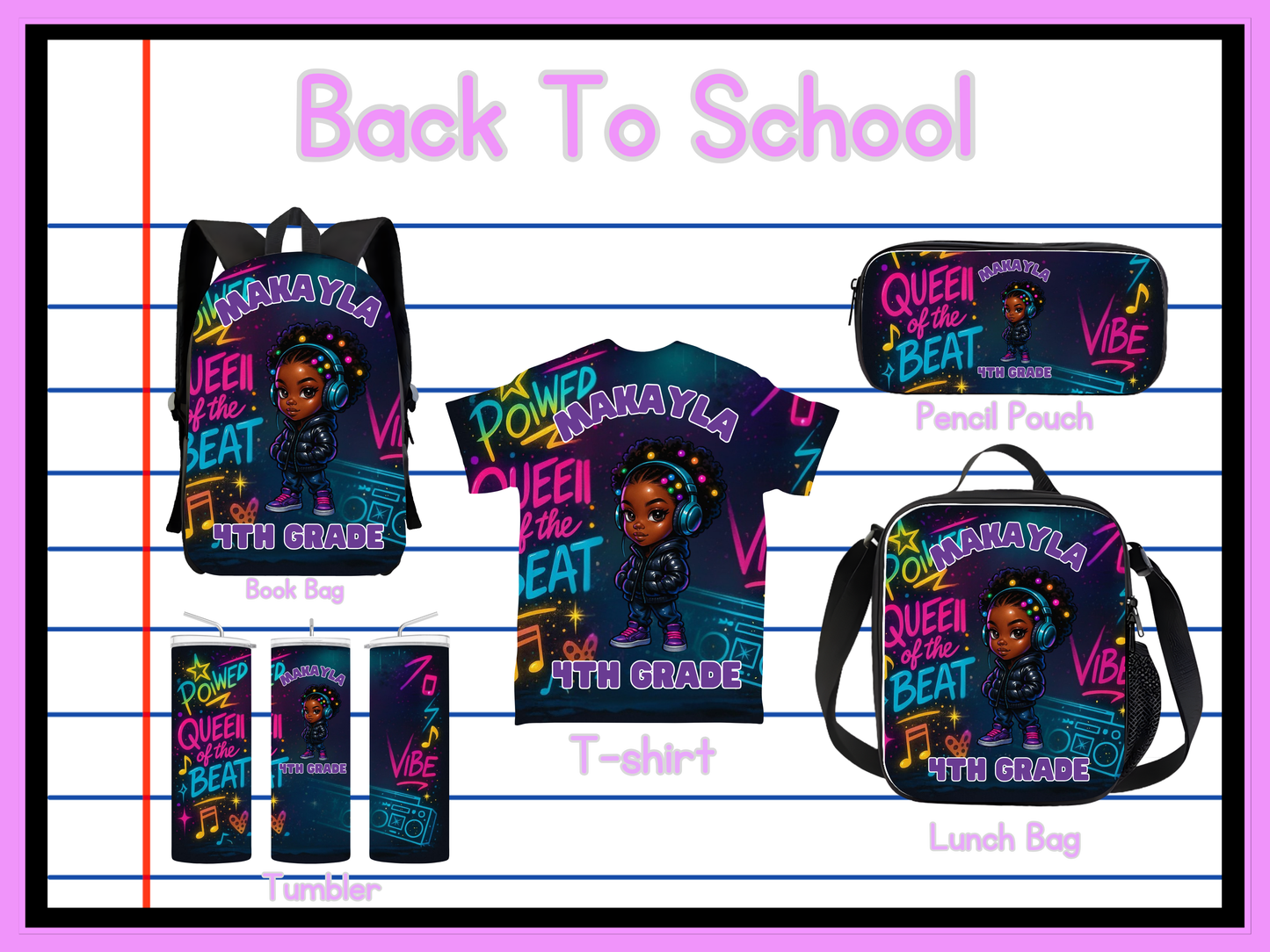 Back To School Music Girls Editable Png Bundle