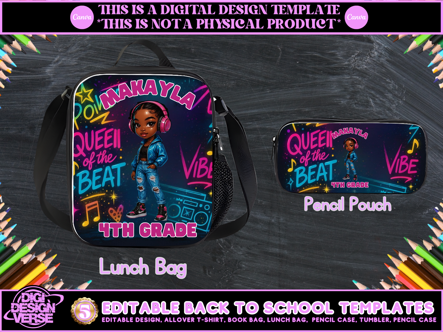 Back To School Music Girls Editable Png Bundle