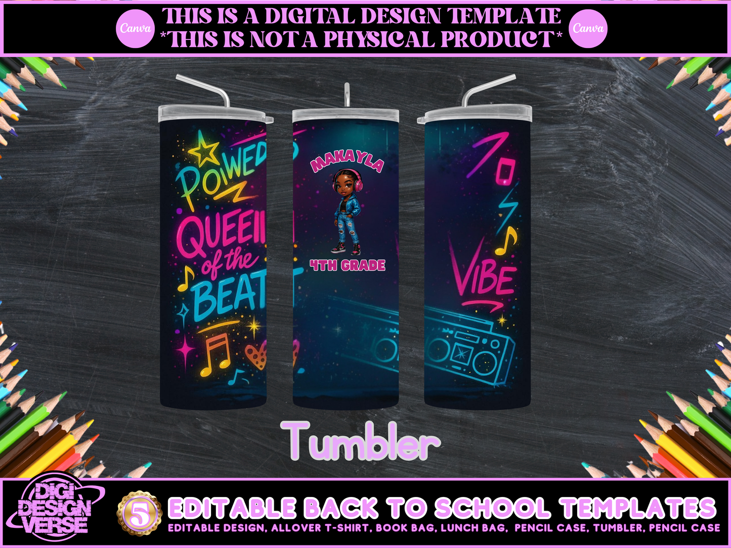 Back To School Music Girls Editable Png Bundle
